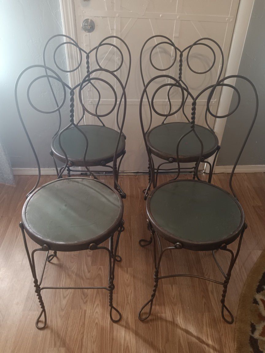Vintage Ice Cream Parlor Metal Chairs 