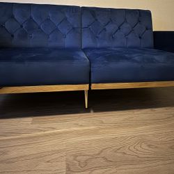 Blue Velvet Futon/Sofa Bed 