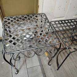 Antique  Wrought Iron Table And Chair 