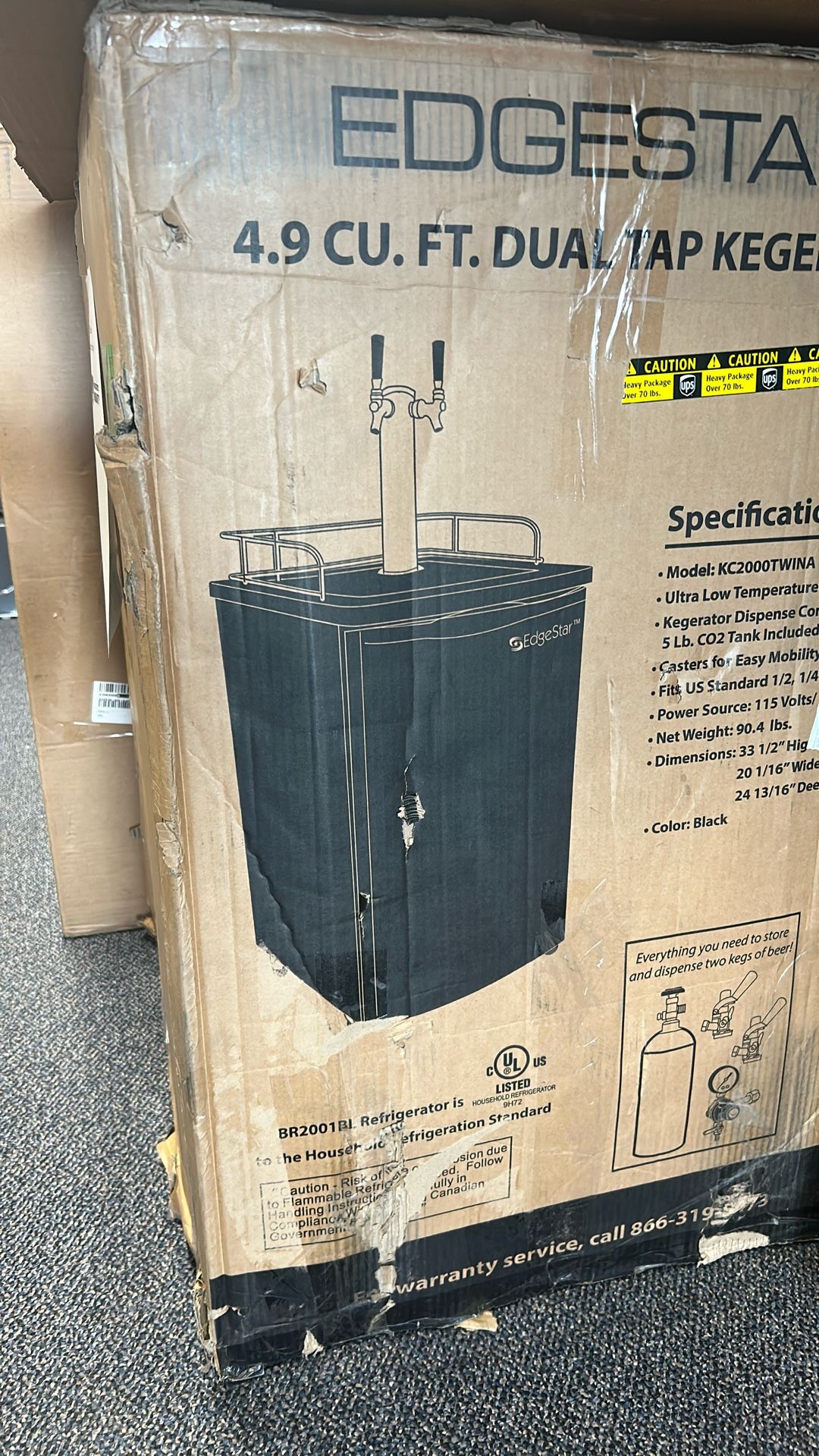 Edgestar Twin Tap 20inch Full Size Beer Keg Dispenser With Low Temperature Setting In Black