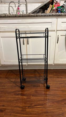 Black 3-Tier Rolling Metal Storage Cart