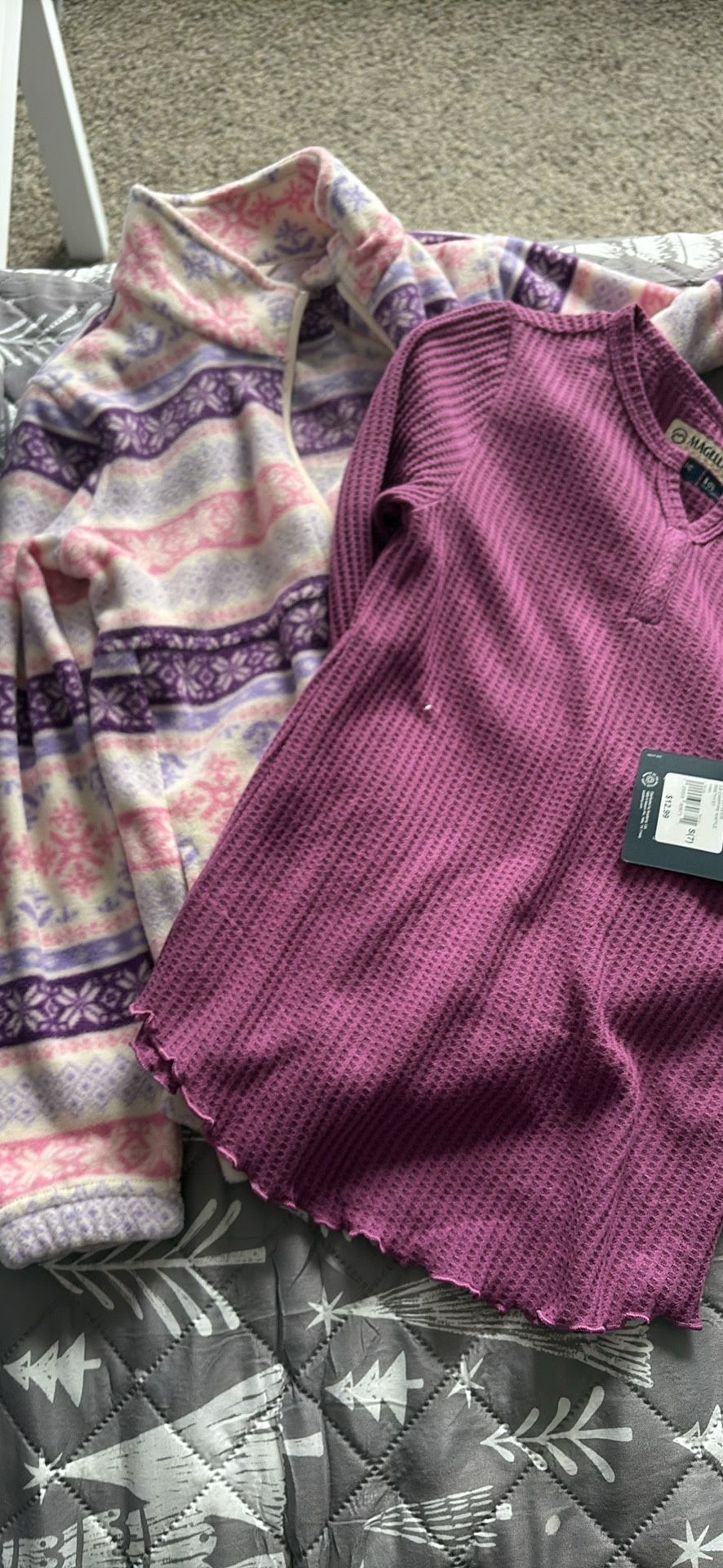 Magellan Fleece Jacket and Long Sleeve Waffle Top 