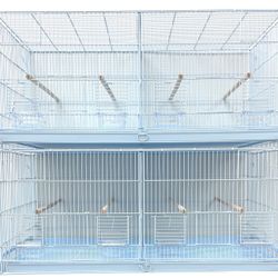 Two Extra Large Stackable Parrot Bird Flight Breeding Center Divider Cages With Removable Rolling Stand 