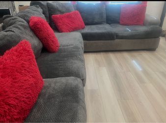 Large Gray Fabric Sectional Sofa