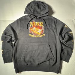 NWOTNike Sportswear  Hoodie  The Label Bringing Heat  Flames Cassette Stars Printed Black Gold Men  Size Large