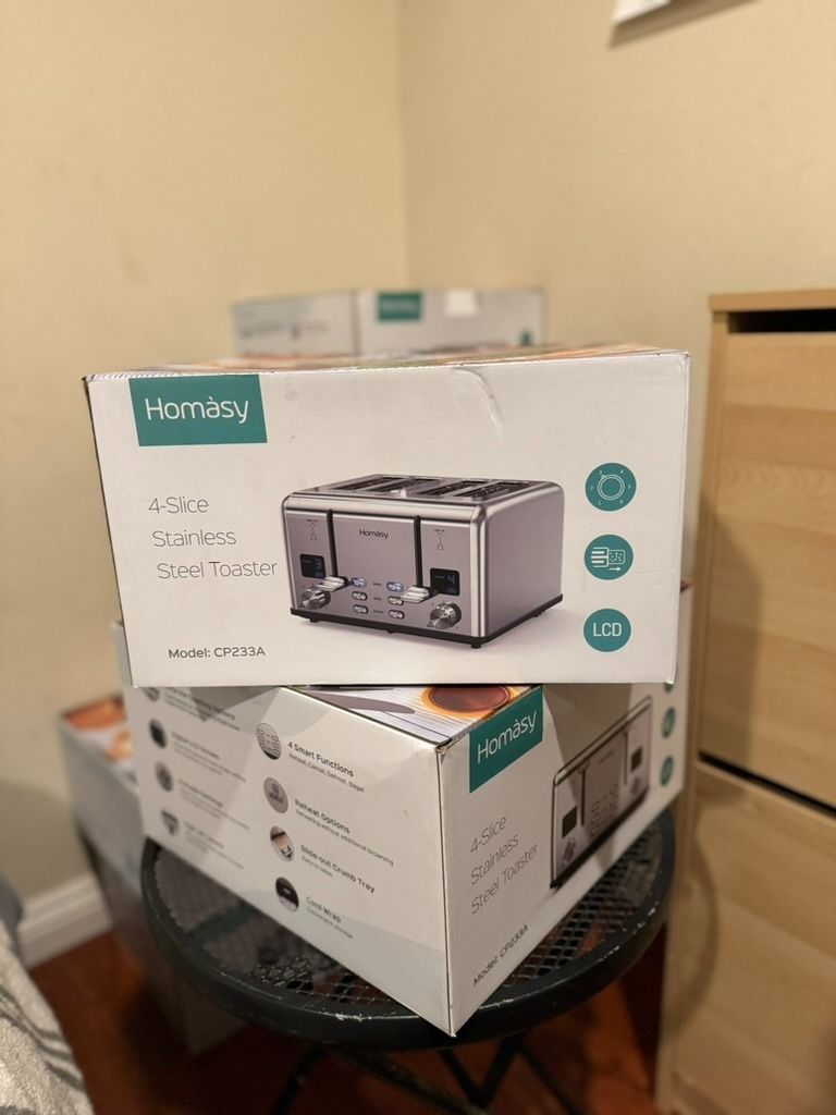 Homàsy Toaster 4 Slice, Stainless Steel Toaster with LCD Digital Timer 