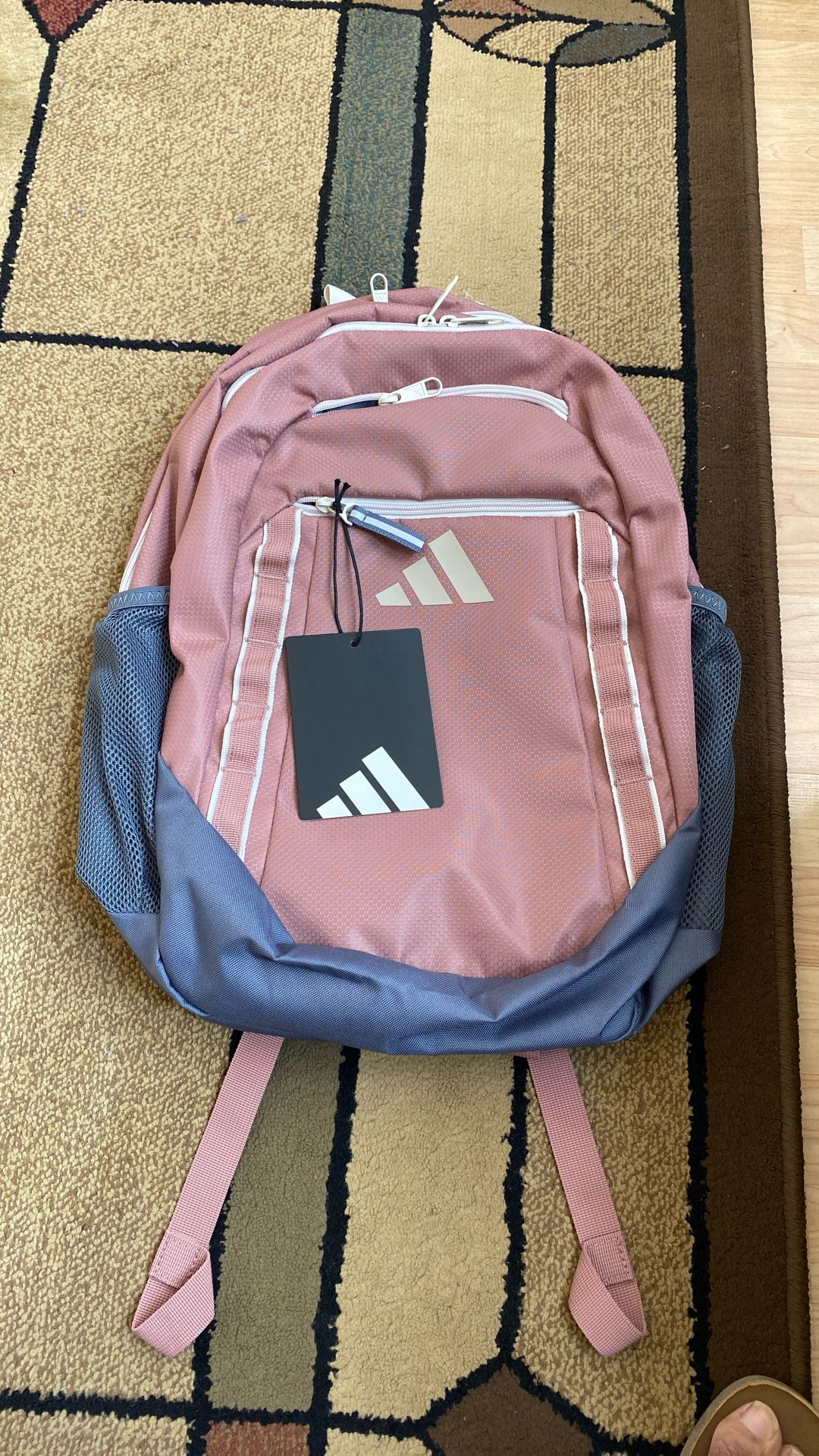 Adidas Multiple Zippered Pockets Warm Clay Pink/Alumina Beige Backpack