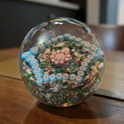 Murano Style Glass Flowerette Paperweight 
