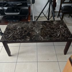 Brown Mable Top Coffee And 2 Side Tables