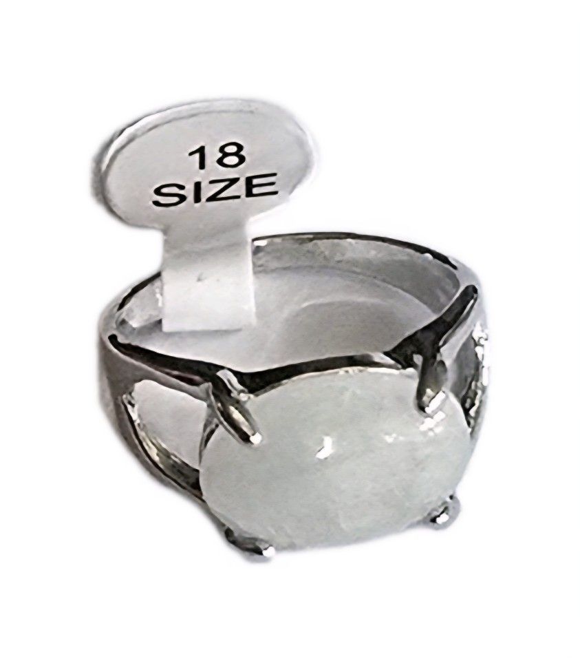 MOONSTONE TITANIUM FOREVER WEAR QUALITY SILVER NEW SIZE 9 POLISHED CABECHON RING