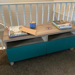 TV stand With Turquoise Drawers