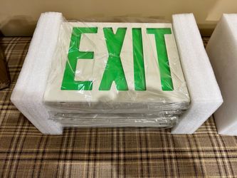 4 Brand New Emergency Exit Signs/Wired Green LED/Double Face/Battery Back Up