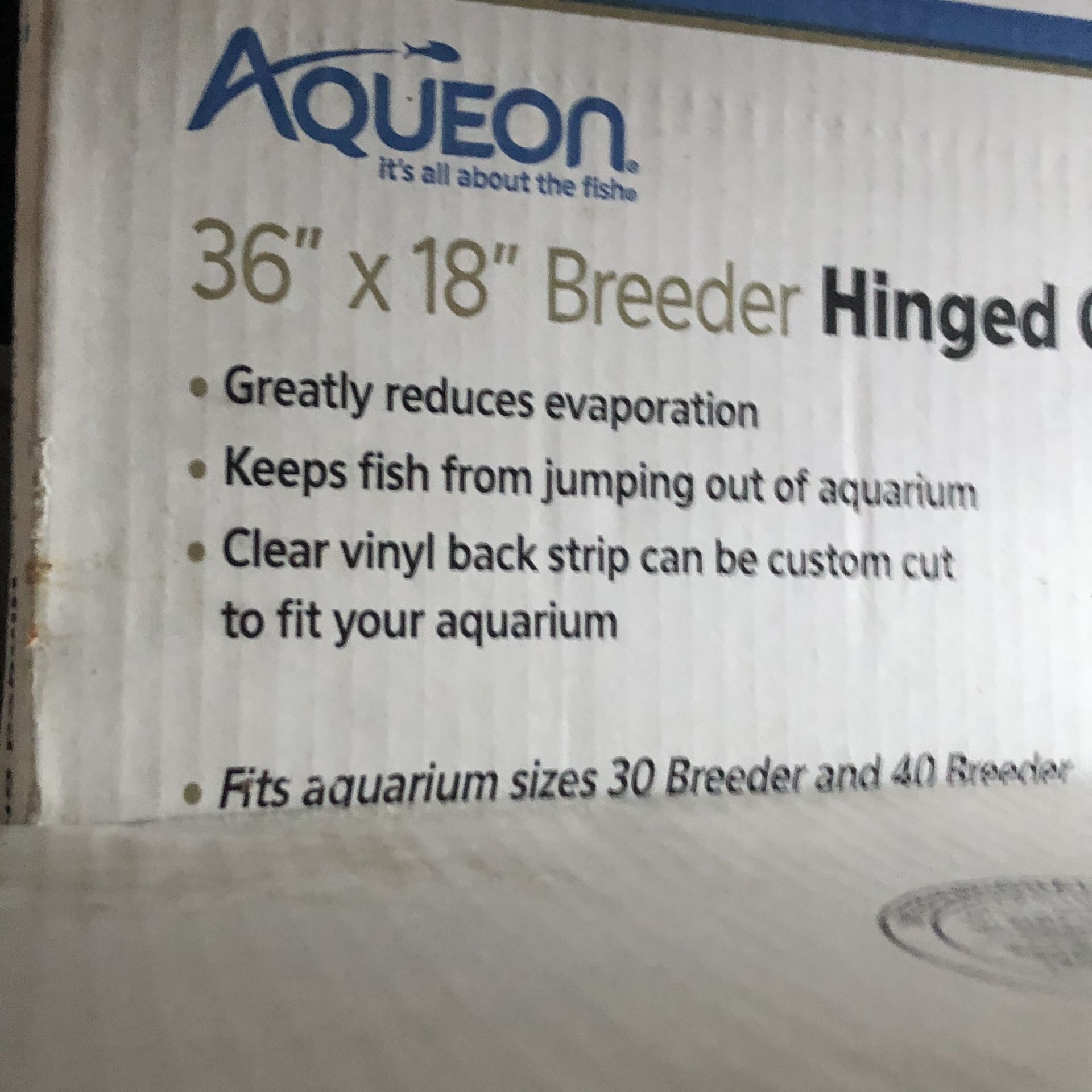 Hinged glass top for tank 36”x18” Breeder