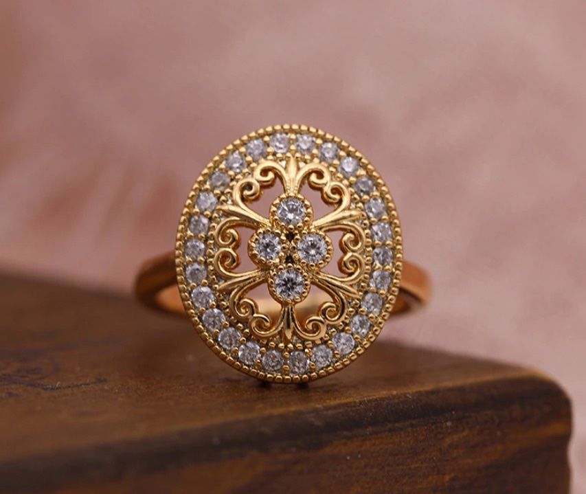 585 Rose Gold Oval Natural Zircon Ring 9