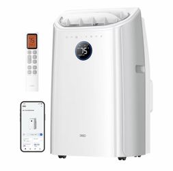 DREO Portable Air Conditioner 515S, 12000 BTU ASHRAE (8000 BTU DOE) Smart AC Unit for Bedroom with Drainage-free Cooling, Fan&Dehumidifier 3 in 1, APP