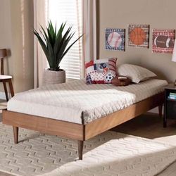 Wood Platform Bed, Twin, Ash Walnut, New in Box