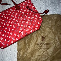 LV Red Logo Print Bag