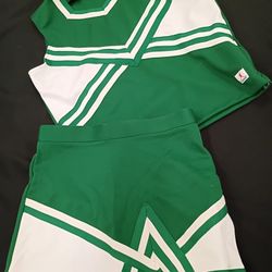 Women's Cheerleading Role Play Cheerleading Short Skirt Set Green & White