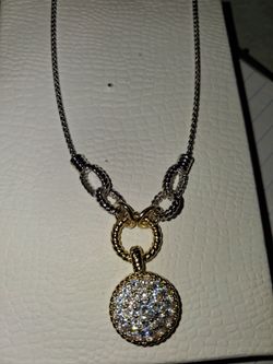 Two-Tone Crystal Pendant Necklace
