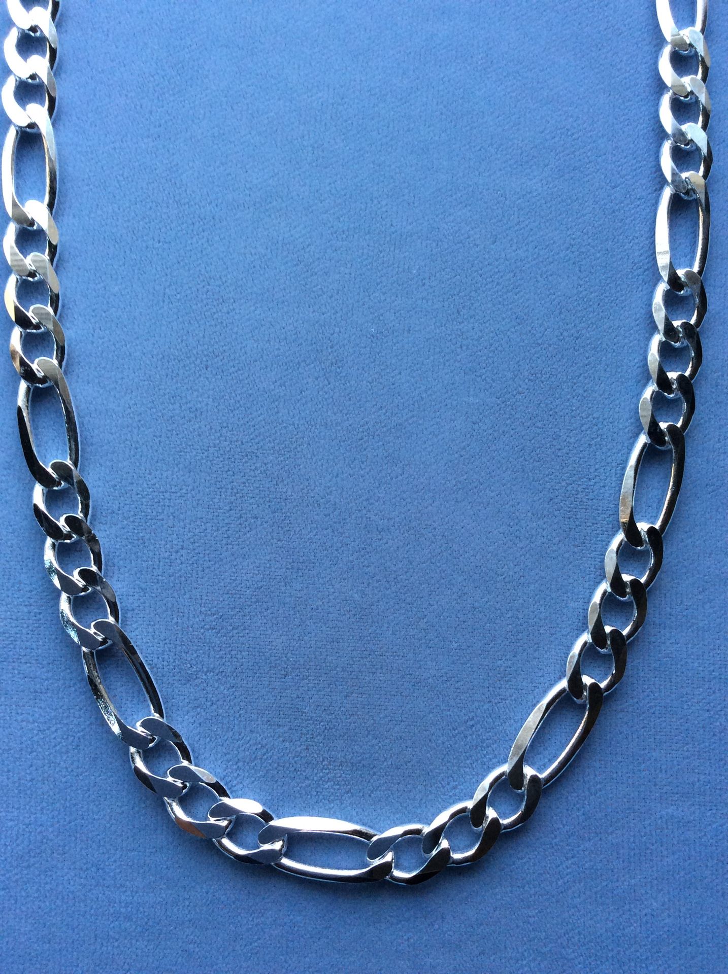 QUALITY!!! 24” Men’s Figaro 9mm Necklace Solid Sterling Silver Italy 925 *Ship Nationwide Or Pickup Boca Raton