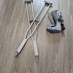 Crutches and a boot brace