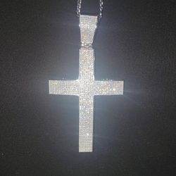 Moissanite cross pendant... Big piece... 4in