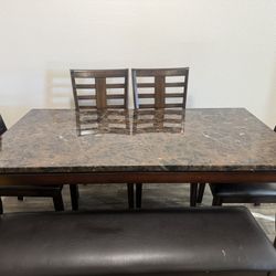 Dining Table, Chairs & Bench