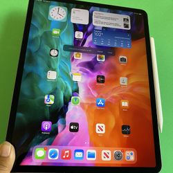 1TB (1024GB) Apple IPad Pro 12.9” 4th Generation (2020 Model/ Face ID/Liquid Retina ) with Stylus pen & Accessories(Apple pencil supported)