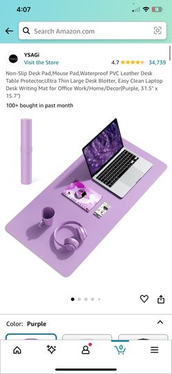 Non-Slip Purple Leather Desk Pad (Brand New)