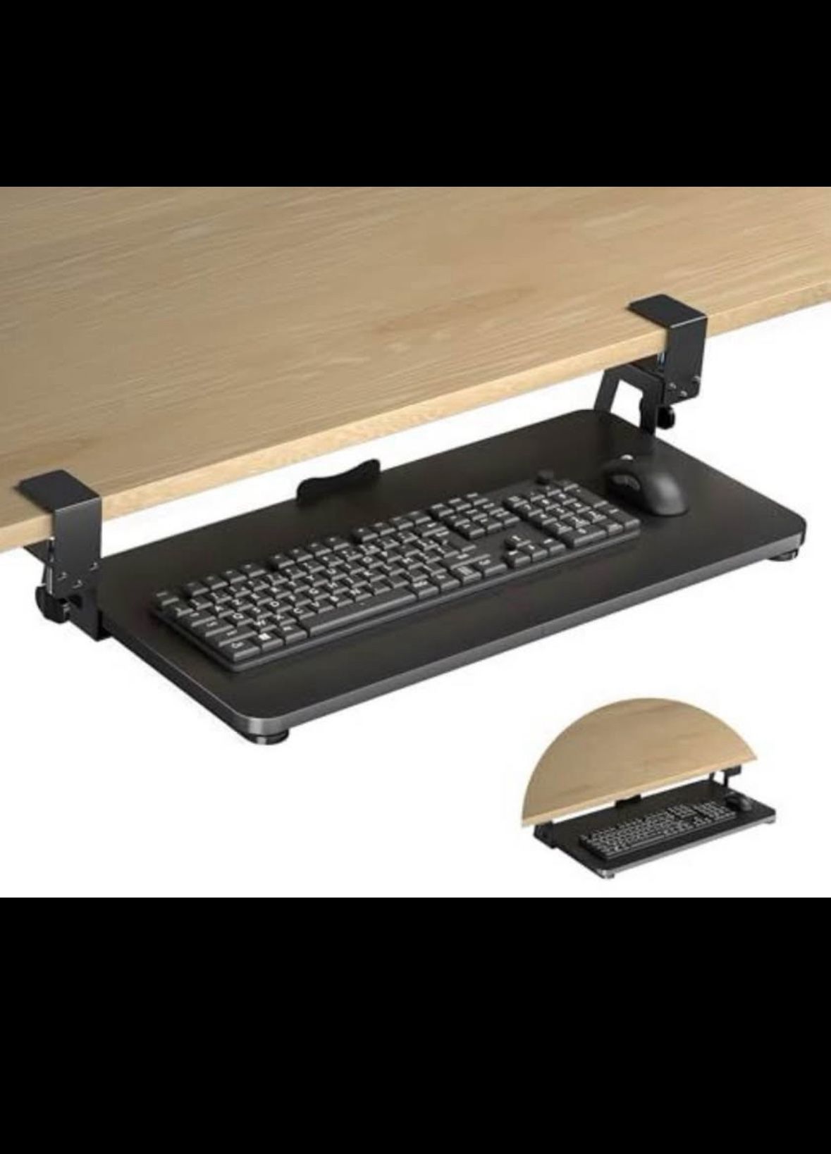 XINLEI Keyboard Tray Under Desk Large C-Clamp 25.6” (30” Including Clamps) x 11.8” Slide-Out Platform Computer Drawer Pull Out Keyboard & Mouse Tray B