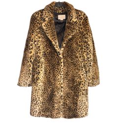 Worthington Leopard Print Faux Fur Coat -Size Medium