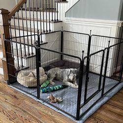 32” Tall Heavy Duty Metal Pet Dog Exercise Pen Kennel Fence, Outdoor & Indoor 8 Panels 