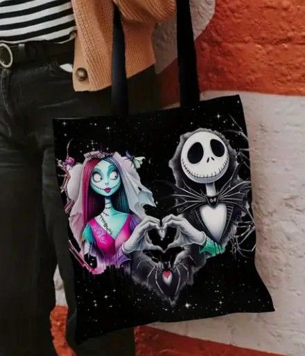Women's Tote Bag - Jack Skellington 2D Flat Printing, Simple - Lightweight Hemp