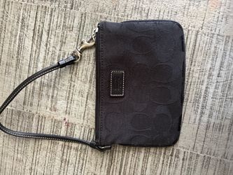 Coach Signature Black Jacquard Wristlet/Zip Wallet
