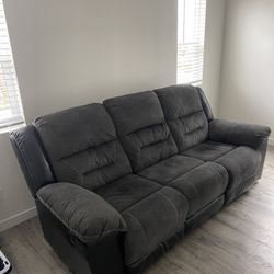 Faux Leather Manual Dual Sided Reclining Sofa