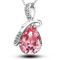 925 Sterling Silver Colorful Cubic Zirconia Waterdrop Pendant Necklace Women Girls,etc