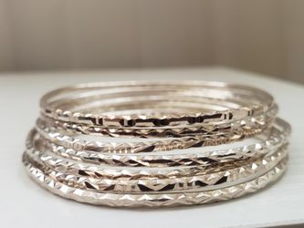Silver 7 Bangle Bracelet
