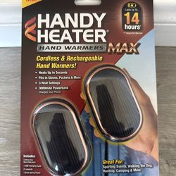 Handy Heater Hand Warmers 2PK HEATHWN-MC6, Portable, 3000mAh Powerbank, Black