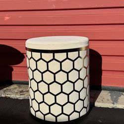 Glam Velvet Ottoman with Honeycomb Metal Base