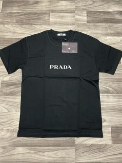 Prada Men’s Black Cotton T-Shirt Medium – Designer Logo Tee Luxury Fashion