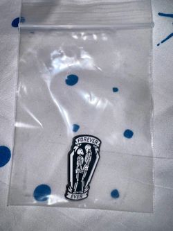 "Forever Ever" Coffin Skeleton Couple Coffin Enamel Pinback Lapel Pin