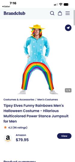 Tipsy Elves Rainbow Jumpsuit Men's Costume