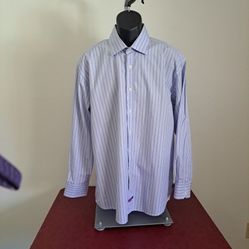 English Laundry  Mens Dress Shirt Stripes Flip Cuff