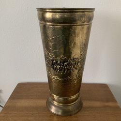 Mid century Embossed Brass Plated Umbrella Stand. $40