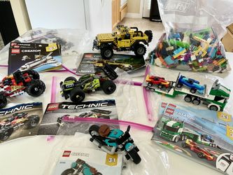 Lego Sets Prebuilt With All The Manuals- No Boxes.  Large Bag Of Assorted Lego Pieces.  Not Selling Individually. Price Is FIRM