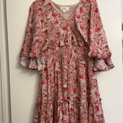 New Peach Love Pink Floral Dress