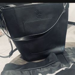 Black Leather Bag With Faux Leather Clothing. ALL NEW 