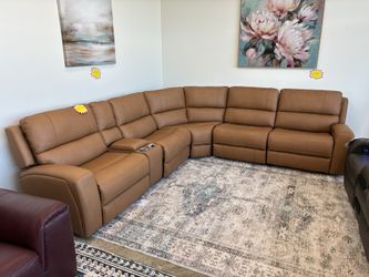 Light Brown Genuine Leather Sectional