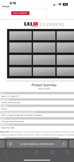 Garage door - Full Vision - Dark Bronze - $3500 - OBO