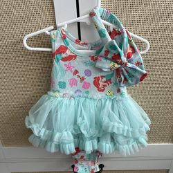 Baby Girl Little Mermaid Tutu Dress With Bow 6-9 Months